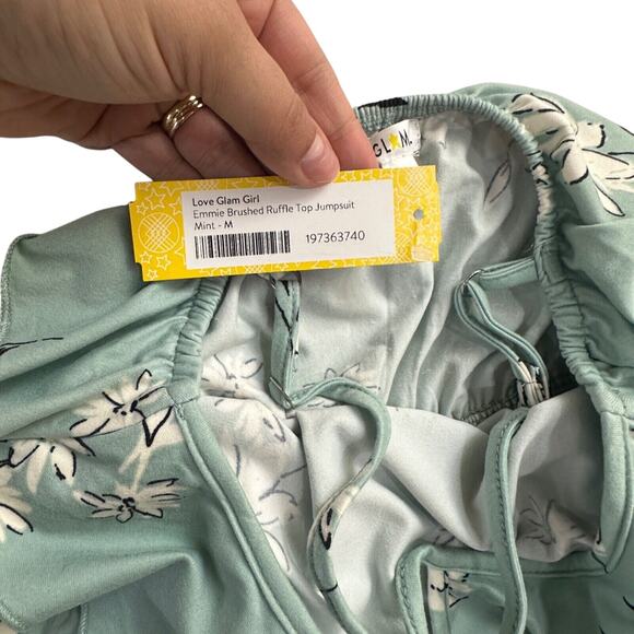 Girls Mint Green Ruffle Jumpsuit Size M Flowy Floral Boho Spring Outfit - Picture 6 of 13